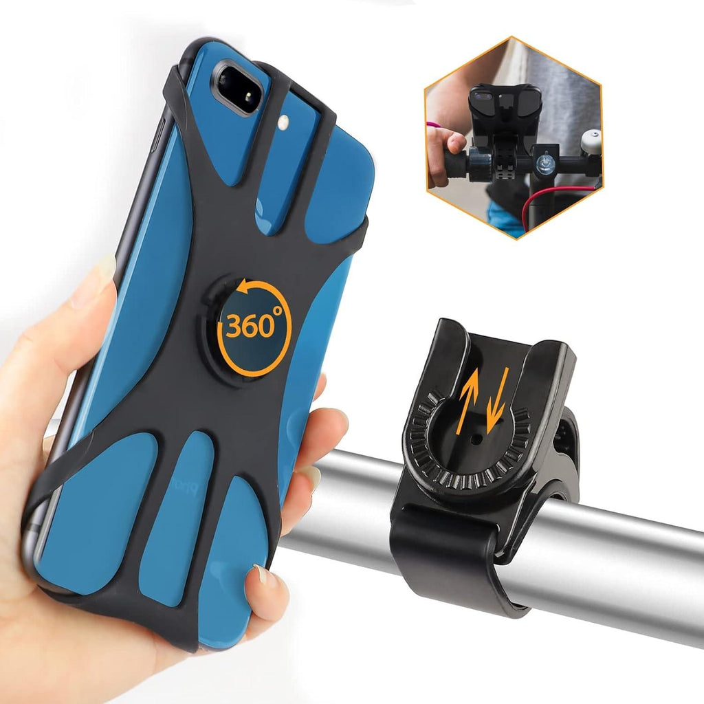 Rouclo Mobile Phone Holder Bicycle, Universal 360° Rotatable, Mobile Phone Holder Motorcycle Compatible with iPhone 15/15plus/15pro/15pro max/14/13/12/11/XS, 4.5-7 Inch Smartphones (Black-4) 1