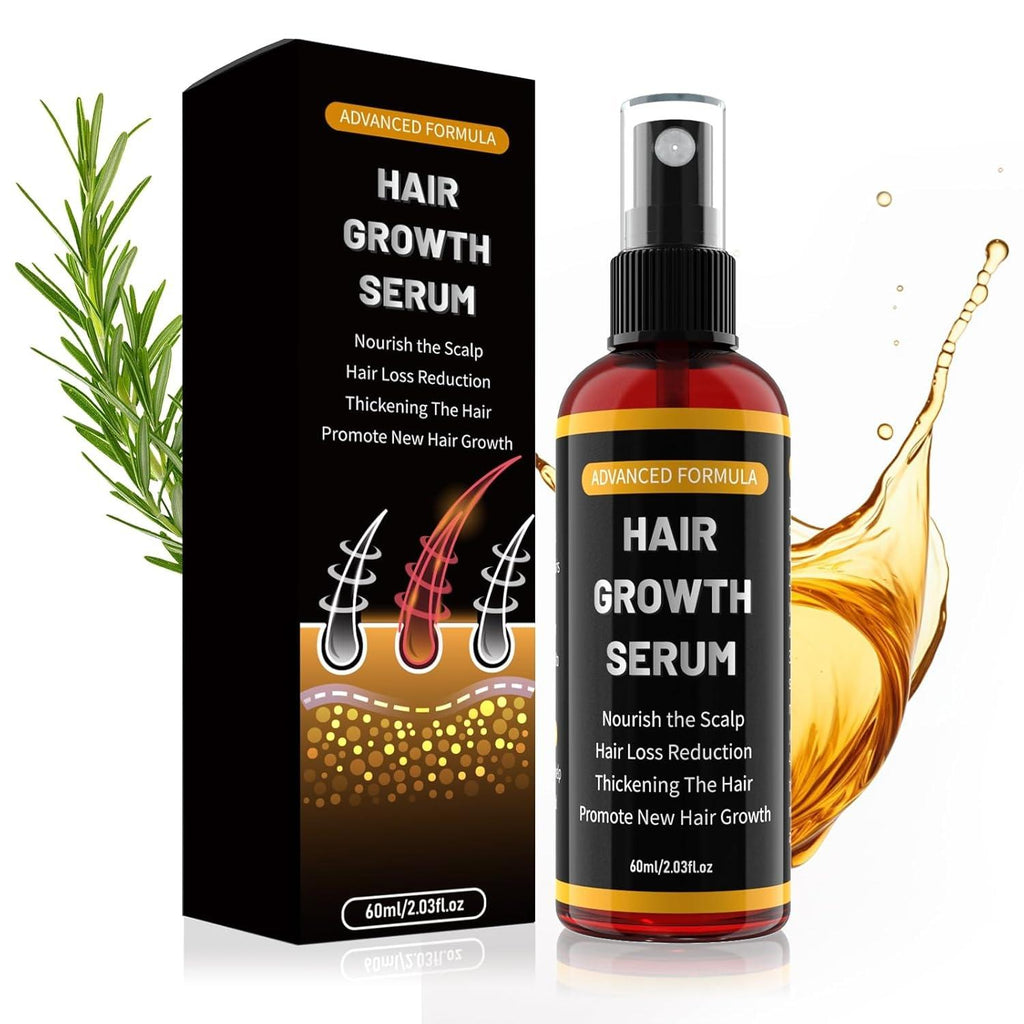 Rouclo Rosemary Oil Hair - Hair Growth Serum with Organic Castor Oil & Biotin for Women & Men, Supports Stronger Hair for Hair Loss, Rosemary Water for Hair & Beard Growth Agent Men, 60 ml