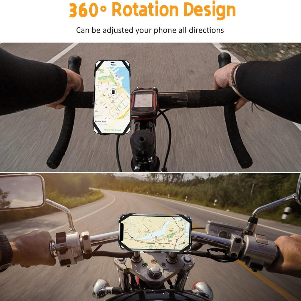Rouclo Mobile Phone Holder Bicycle, Universal 360° Rotatable, Mobile Phone Holder Motorcycle Compatible with iPhone 15/15plus/15pro/15pro max/14/13/12/11/XS, 4.5-7 Inch Smartphones (Black-4) 1