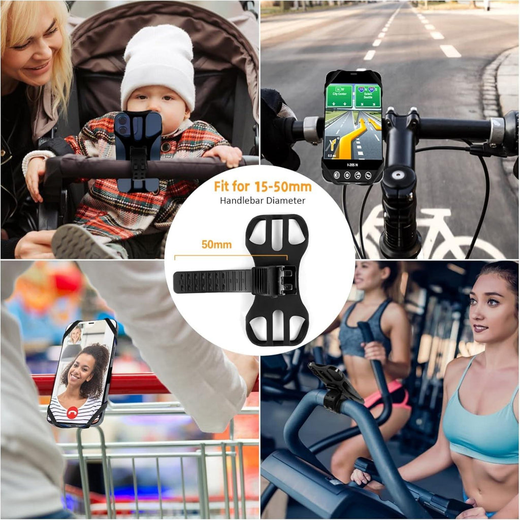 Rouclo Mobile Phone Holder Bicycle, Universal 360° Rotatable, Mobile Phone Holder Motorcycle Compatible with iPhone 15/15plus/15pro/15pro max/14/13/12/11/XS, 4.5-7 Inch Smartphones (Black-4) 1