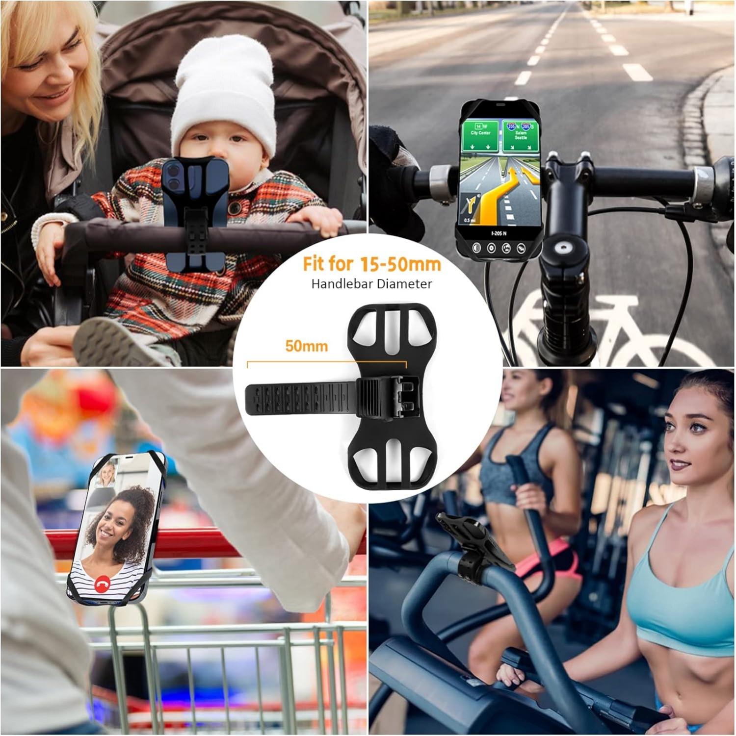 Rouclo Mobile Phone Holder Bicycle, Universal 360° Rotatable, Mobile Phone Holder Motorcycle Compatible with iPhone 15/15plus/15pro/15pro max/14/13/12/11/XS, 4.5-7 Inch Smartphones (Black-4) 1