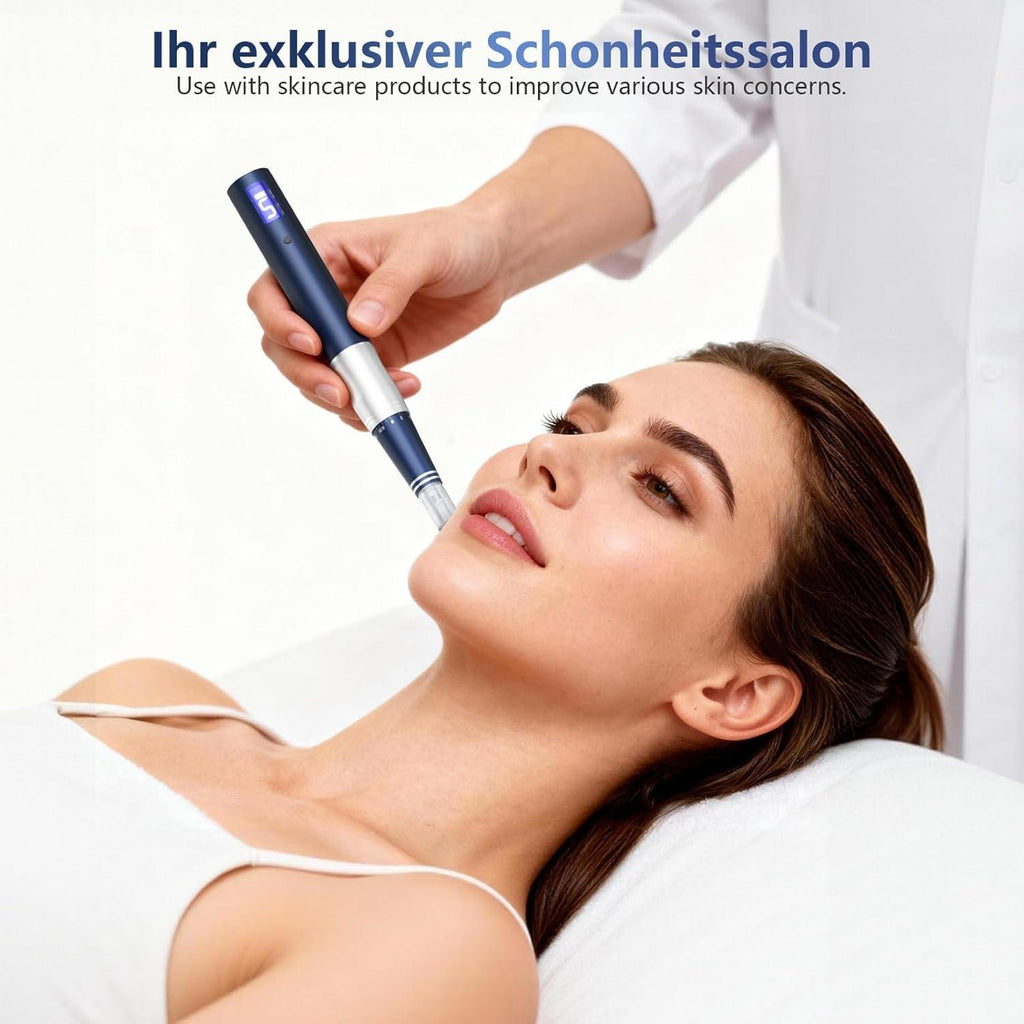 Rouclo Microneedling Pen with LCD Display, Dermapen, 5-Level Speed Control, Micro Needling Set, Includes 24 Needles, Derma Pen for Microneedling, Professional Electric Dermapen